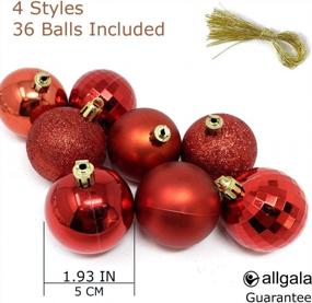 img 3 attached to Украсьте свою рождественскую елку набором из 36 2-дюймовых декоративных шаров Allgala в 4 стильных красных дизайнах