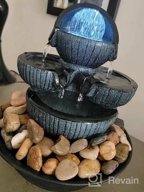 img 1 attached to WICHEMI Indoor Water Fountain: Calming Tabletop Fountains With LED Rolling Ball And Feng Shui Zen Meditation review by Kevin Phillips