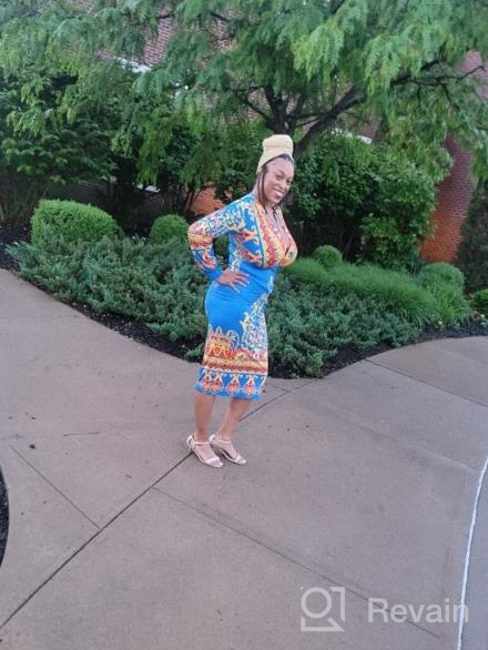 img 1 attached to 👗 Stylish Women's Bohemian V Neck African Printed Ethnic Style Summer Bodycon Shift Dress review by Kevin Parker