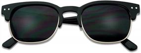 img 1 attached to Designer-Inspired Semi-Frame Horned Rim Sunglasses With Super Dark Tint For Unisex