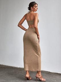 img 3 attached to SOLY HUX Women'S Summer Maxi Dress With Cut-Out Crochet Design, Knot Front, Tie-Strap, Sleeveless, Halter Neck And Backless Style - Perfect For Vacation And Bodycon Look