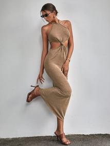 img 1 attached to SOLY HUX Women'S Summer Maxi Dress With Cut-Out Crochet Design, Knot Front, Tie-Strap, Sleeveless, Halter Neck And Backless Style - Perfect For Vacation And Bodycon Look