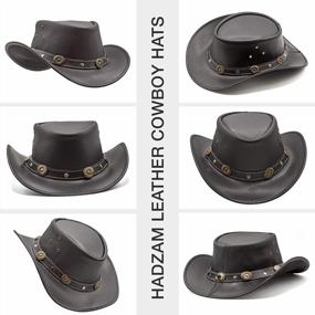 img 2 attached to Showerproof Leather Cowboy Hat For Men - Durable Outback Western Hat For Rain By HADZAM