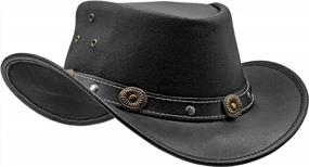 img 4 attached to Showerproof Leather Cowboy Hat For Men - Durable Outback Western Hat For Rain By HADZAM