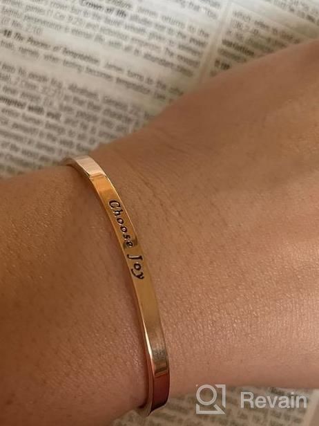 img 1 attached to Inspiring Engraved Stainless Steel Bracelets For Women - Anti-Allergy And Durable Cuff Bangle - Adjustable And Available In 18K Gold, Black, And Rainbow Colors - Perfect Gift For Girls review by Shelly Pearson