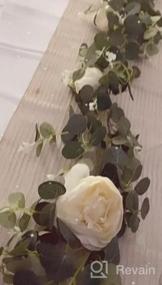 img 5 attached to TOPHOUSE Flower Garland 6 Ft Artificial Rose Vine Fake Hanging Eucalyptus Garland With Champagne Rose For Wedding Arch Arrangement Room Party Farmhouse Decor