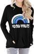 cute rainbow graphic women's tunic top with good vibes letter print and long sleeves by inewbetter logo