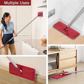 img 1 attached to 🧹 BOSHENG Hands-Free Flat Floor Mop and Bucket Set | Wet & Dry Use | 3 Washable Microfiber Pads Included | Home Floor Cleaning System in Black and Red