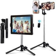 📸 ultimate multifunctional selfie stick: extendable phone and tablet tripod stand with dual phone holder & bluetooth remote – ideal for video recording, photography, and live streaming, compatible with ipad and cell phone логотип