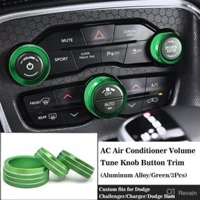 img 3 attached to Auprite Climate Control Knob Covers for Dodge Challenger, Charger, and Chrysler 300 2015-2022 - High-Quality Aluminum Alloy Construction - 3pcs/Set in Green