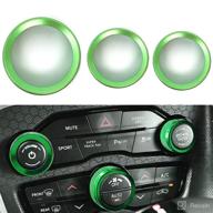 auprite climate control knob covers for dodge challenger, charger, and chrysler 300 2015-2022 - high-quality aluminum alloy construction - 3pcs/set in green logo