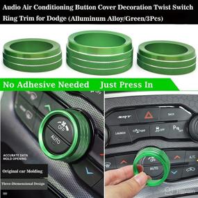 img 2 attached to Auprite Climate Control Knob Covers for Dodge Challenger, Charger, and Chrysler 300 2015-2022 - High-Quality Aluminum Alloy Construction - 3pcs/Set in Green