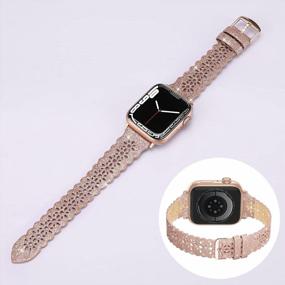 img 2 attached to Genuine Leather Apple Watch Band 38Mm 40Mm 41Mm 42Mm 44Mm 45Mm 49Mm Women, Slim Thin Lace Leather IWatch Bands With Classic Clasp For Series 8 7 6 5 4 3 2 1 Ultra SE
