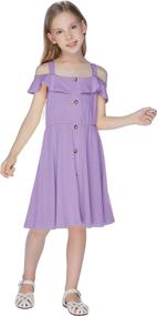 img 2 attached to 👗 Stylish Sleeveless Girls' Cotton Skater Dress by Greatchy Button