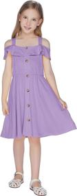 img 3 attached to 👗 Stylish Sleeveless Girls' Cotton Skater Dress by Greatchy Button