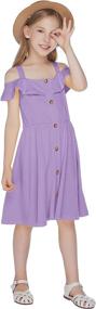 img 1 attached to 👗 Stylish Sleeveless Girls' Cotton Skater Dress by Greatchy Button