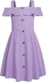 img 4 attached to 👗 Stylish Sleeveless Girls' Cotton Skater Dress by Greatchy Button