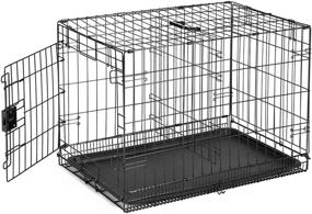 img 3 attached to 🐕 Space-Saving and Sturdy: Amazon Basics 36 Inch Foldable Metal Wire Dog Crate with Tray and Single Door