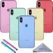5-pack of thin tpu gel cases for iphone xs max in blue, aqua blue, hot pink, yellow, and red - transparent cover for extra protection logo