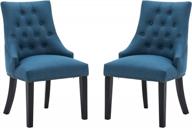 nobpeint dining chair blue fabric leisure padded ring chair, nailed trim, set of 2 логотип