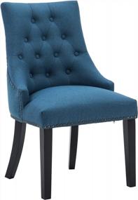 img 2 attached to NOBPEINT Dining Chair Blue Fabric Leisure Padded Ring Chair, Nailed Trim, Set Of 2