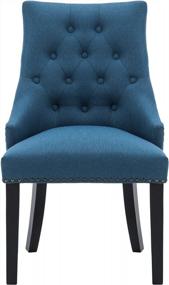 img 1 attached to NOBPEINT Dining Chair Blue Fabric Leisure Padded Ring Chair, Nailed Trim, Set Of 2