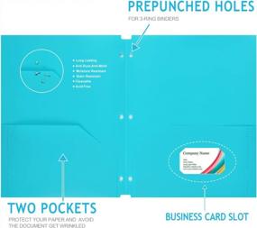 img 2 attached to 8Pack INFUN пластиковые карманные папки - различные цвета с тремя отверстиями для прокола, идеально подходят для школы, дома и офиса!