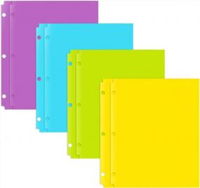 img 3 attached to 8Pack INFUN пластиковые карманные папки - различные цвета с тремя отверстиями для прокола, идеально подходят для школы, дома и офиса!