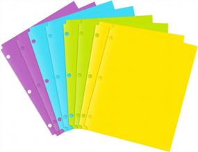 img 4 attached to 8Pack INFUN пластиковые карманные папки - различные цвета с тремя отверстиями для прокола, идеально подходят для школы, дома и офиса!