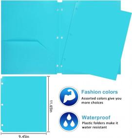 img 1 attached to 8Pack INFUN пластиковые карманные папки - различные цвета с тремя отверстиями для прокола, идеально подходят для школы, дома и офиса!