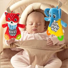 img 3 attached to Детские игрушки для прорезывания зубов Crinkle Baby Toys Cuddly Snuggle Teether, черно-белое полотенце для пустышки BPA Free Плюшевые сенсорные игрушки для прорезывания зубов для новорожденных, младенцев, детей 0, 3, 6, 12, 18 месяцев, унисекс, детские подарки