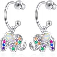 14k white gold plated small hoop earrings with cute animal designs - perfect for sensitive ears! logo