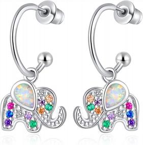 img 4 attached to 14K White Gold Plated Small Hoop Earrings With Cute Animal Designs - Perfect For Sensitive Ears!