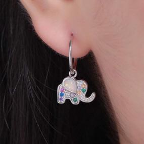 img 1 attached to 14K White Gold Plated Small Hoop Earrings With Cute Animal Designs - Perfect For Sensitive Ears!