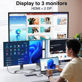 img 2 attached to USB C Docking Station, Dual DisplayPort And HDMI Triple Display 3 Monitors, 14 In 1 Hub With HDMI And 2 DP, 100W PD Charging, 2 USB-C (10 Gbps),3 USB 3.0 (5 Gbps),Ethernet, SD, Audio For Windows, Mac