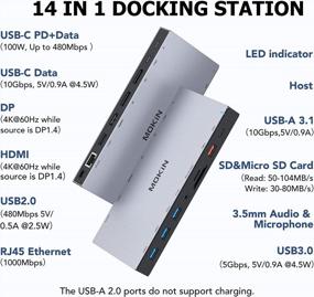 img 3 attached to USB C Docking Station, Dual DisplayPort And HDMI Triple Display 3 Monitors, 14 In 1 Hub With HDMI And 2 DP, 100W PD Charging, 2 USB-C (10 Gbps),3 USB 3.0 (5 Gbps),Ethernet, SD, Audio For Windows, Mac