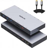 usb c docking station, dual displayport and hdmi triple display 3 monitors, 14 in 1 hub with hdmi and 2 dp, 100w pd charging, 2 usb-c (10 gbps),3 usb 3.0 (5 gbps),ethernet, sd, audio for windows, mac logo