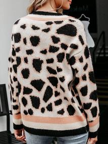 img 2 attached to Leopard Print Knit Cardigan Sweater For Women - V Neck, Long Sleeve, Button Down