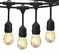 enhance your outdoor space: commercial grade 48ft string lights with 15 clear glass bulbs for bistros, cafes, and pergolas - waterproof & warm white 2700k logo