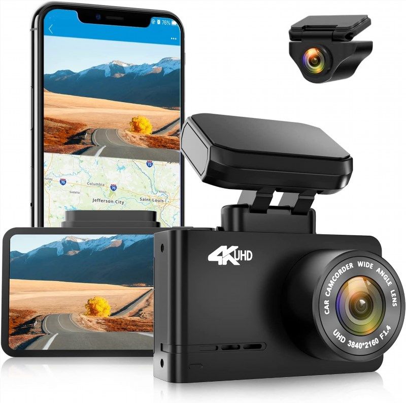 WOLFBOX Dash Cam Front and Rear, D07 4K Dash Camera for Cars with WiFi GPS,  4K/2.5K + 1080P Dual Dashcam with 2.45 LCD, 170°FOV, Night Vision, Loop