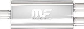 img 1 attached to 🔊 MagnaFlow 12148 Performance Muffler: 5x8 Oval Center/Offset with 2.25in/2in Inlet/Outlet, 14in Body Length, Satin Finish - Classic Deep Sound