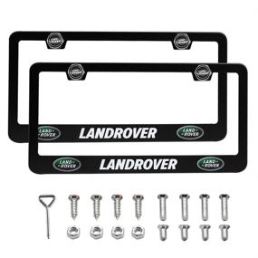 img 4 attached to 🚗 Aluminum License Plate Frames Covers with Zinc Alloy Logo, Set of 2 - Anti-Theft Screws, Ideal for Land Rover