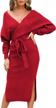 stay stylish with fixmatti women's v-neck wrap knit maxi dress with batwing sleeves and backless design logo