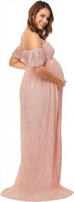 img 1 attached to Потрясающее кружевное свадебное платье для беременных JustVH с открытыми плечами и оборками на рукавах - идеально подходит для фотосессий беременных