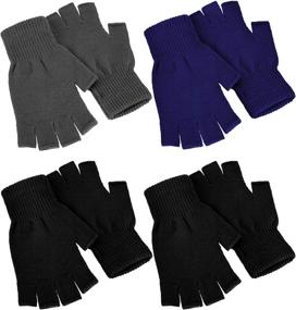 img 4 attached to 🧤 Stretchable Men's Winter Knitted Fingerless Mittens: Practical Gloves & Mittens Accessories
