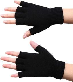 img 3 attached to 🧤 Stretchable Men's Winter Knitted Fingerless Mittens: Practical Gloves & Mittens Accessories