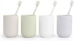 img 2 attached to UVIVIU Plastic Tumbler Cup & Toothbrush Holder Set - 350Ml, Light Green For Stylish Bathroom Décor
