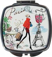 paris fashion lissom design handheld magnifying cosmetic mirror - square, compact 2.63-inch traveler mirror logo