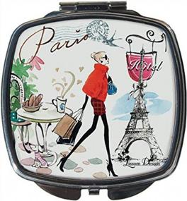 img 2 attached to Paris Fashion Lissom Design Портативное увеличительное косметическое зеркало - квадратное, компактное 2,63-дюймовое зеркало для путешествий