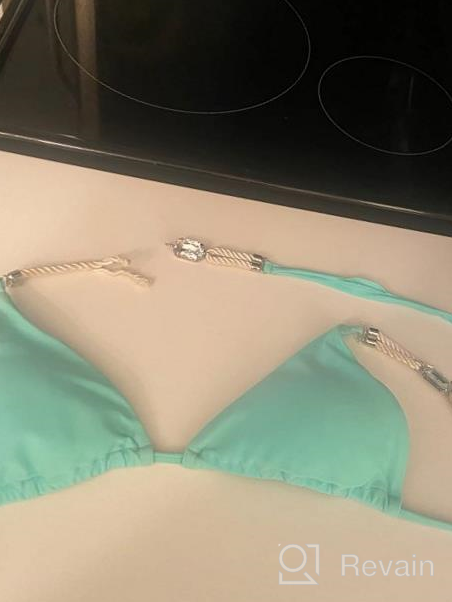 img 1 attached to Sparkling Style: BIKINX Women'S Crystal Thong Bikini With Sexy Halter Top & Triangle Bottom review by Shannon Harris
